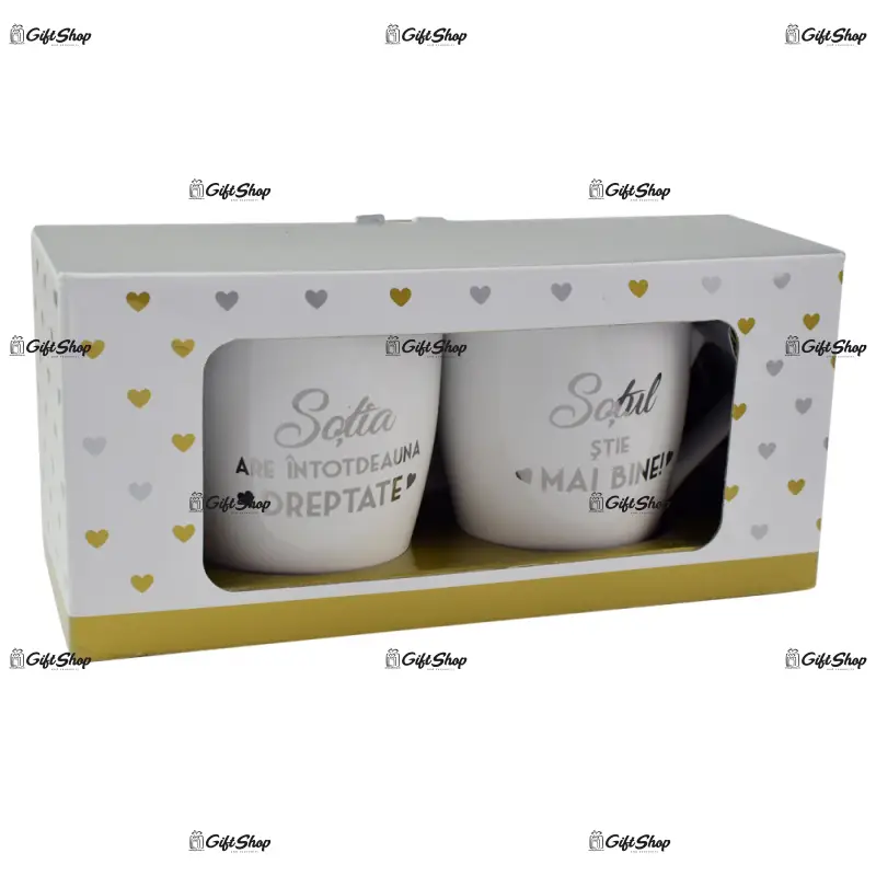 Set 2 cani wedding din ceramica 300 ml – „sotia/sotul”